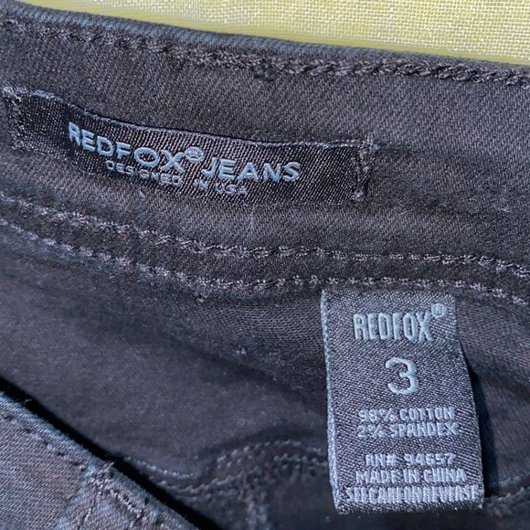 RED FOX BLAXK DISTRESSED JEANS SILVER GROMMETS LACE-UP CALFS, SZ 3 - Picture 7 of 14